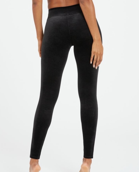 Assets by Spanx black velvet high-waisted leggings - Picture 3 of 5